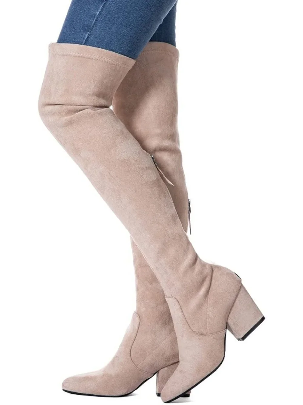 Stylish Over the Knee Suede Boots | Thigh High Block Heel | Winter Comfort